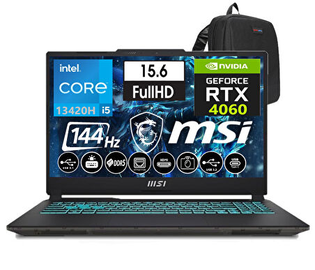 Msı Cyborg 15 Intel Core I5 13420H 96GB Ddr5 512GB SSD 8GB/RTX4060 Freedos 15.6" 144 Hz Fhd Taşınabilir Bilgisayar A13VF-896XTRW17+WEBLEGELSINÇANTA