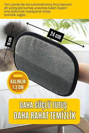 Elektrostatik Tüy Toplama Eldiveni (24x16 CM) – Kalın Tabanlı Kedi Köpek Tüy Temizleyici Rulo Fırça
