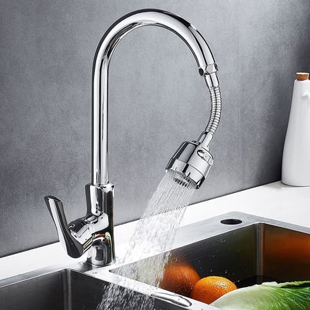 Kyrotech Hortumlu 360° Dönebilen 3 Kademeli Tasarruflu Musluk Başlığı – Paslanmaz Mutfak, Banyo ve Lavabo için Su Tasarrufu Sağlayan Krom Kaplama Başlık, ABS Malzeme, Ofis ve Ev Uyumu, Kolay Montajlı