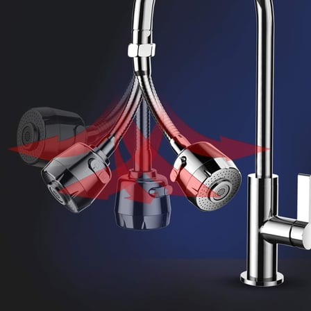 Kyrotech Hortumlu 360° Dönebilen 3 Kademeli Tasarruflu Musluk Başlığı – Paslanmaz Mutfak, Banyo ve Lavabo için Su Tasarrufu Sağlayan Krom Kaplama Başlık, ABS Malzeme, Ofis ve Ev Uyumu, Kolay Montajlı