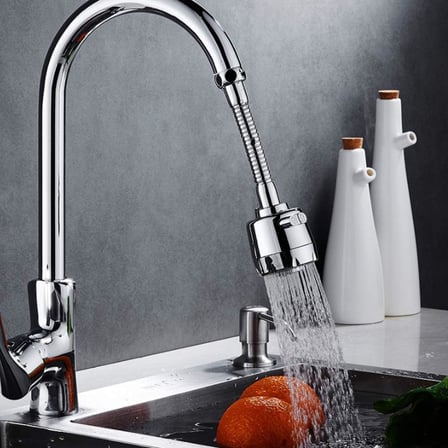 Kyrotech Hortumlu 360° Dönebilen 3 Kademeli Tasarruflu Musluk Başlığı – Paslanmaz Mutfak, Banyo ve Lavabo için Su Tasarrufu Sağlayan Krom Kaplama Başlık, ABS Malzeme, Ofis ve Ev Uyumu, Kolay Montajlı