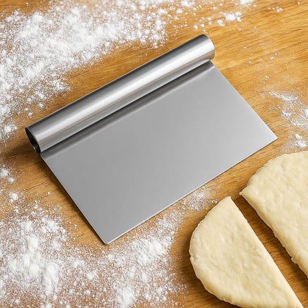 Paslanmaz Çelik Hamur Kazıyıcı, Ergonomik Saplı, Çok Amaçlı Hamur Kesici ve Tezgah Temizleyici Mutfak Spatulası