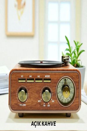 M-1317BT Özel Tasarım Ahşap Görünümlü Retro Vintage Nostaljik Radyo & Bluetootlu Mini Fm Radyo