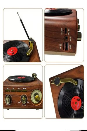M-1317BT Özel Tasarım Ahşap Görünümlü Retro Vintage Nostaljik Radyo & Bluetootlu Mini Fm Radyo