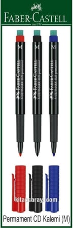 Faber-Castell Permanent CD Kalemi Seti, 3 Renk (M), Mavi, Siyah, Kırmızı