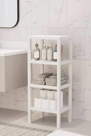 Mithra Life 4 Katlı Plastik Beyaz Banyo Mutfak Rafı MIT1049