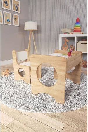 Montessori Çocuk Oyun &amp; Aktivite &amp; Çalışma Masa ve Sandalyesi - Sonoma