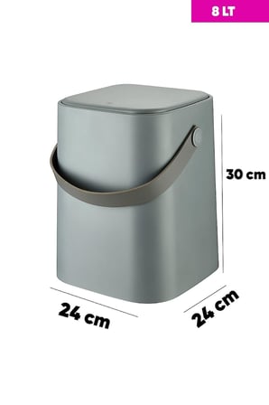 Tutma Saplı İç Kovalı Tezgah Üstü Mutfak Çöp Kovası, 4 Litre, Kilitli Kapak, Click Kapak, 20x20x22 cm, Siyah