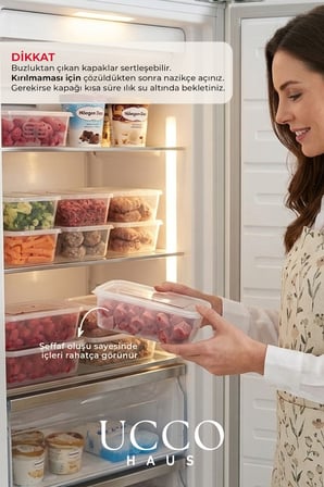 10 Adet 1000 Ml Ekonomik Buzdolabi & Mikrodalga Sizdirmaz Kapakli Saklama Kabi Seti Buzluk Organizer