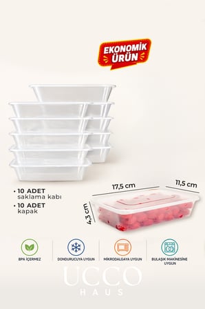 10 Adet 500Ml Ekonomik Plastik Buzdolabi Dondurucu Erzak Sizdirmaz Saklama Kabi Buzluk Organizer