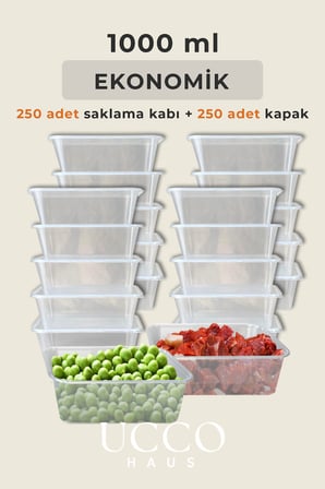 250 ADET 1 Litre Ekonomik Buzdolabı Dondurucu Erzak Sızdırmaz Saklama Kabı Seti Buzluk Organizer