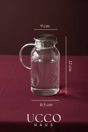 1800 ml Premium Borosilikat Cam Sürahi Vakum Kapaklı Modern Pinterest Karaf Detox Limonata Meşrubat