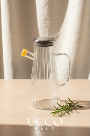 900 ml Vakum Kapaklı Borosilikat Cam Yağlık Sirkelik Sürahi Yağdanlık
