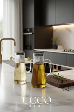 900 ml Vakum Kapaklı Borosilikat Cam Yağlık Sirkelik Sürahi Yağdanlık