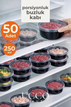 50'li 250 ml Kıyma Et Sos Kemik Suyu Sebze Saklama Kabı Sızdırmaz Mikrodalga Buzluk Düzenleyici