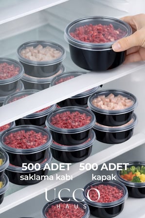 500 Adet 350 ml Sızdırmaz Kapaklı Sosluk Buzluk Saklama Kabı, Et Suyu, Kemik Suyu Mutfak Organizeri