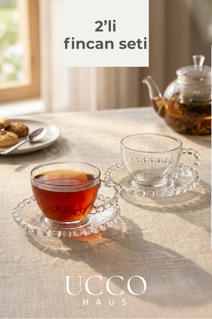 2 Kişilik Cam Fincan Seti 225 ml Retro Fincan Çay Kahve Su Espresso Bitki Çayı Bardağı Bardak Seti
