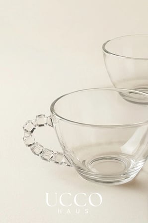 2 Kişilik Cam Fincan Seti 225 ml Retro Fincan Çay Kahve Su Espresso Bitki Çayı Bardağı Bardak Seti