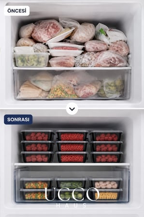 750 ml Kapaklı Buzluk Mikrodalga Saklama Kabı - 10 Adet- Et, Kıyma, Yemek, Salata Buzdolabı Organizeri