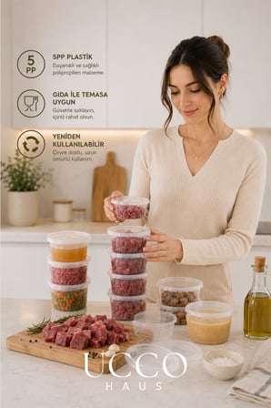 10 Adet 500 ml Buzluk Mikrodalga Sosluk Saklama Kabı, Et Suyu, Kemik Suyu Mutfak Organizeri
