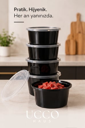 500 ml Kapaklı Buzluk Mikrodalga Saklama Kabı - 10 Adet- Et, Kıyma, Yemek, Salata Buzdolabı Organizeri