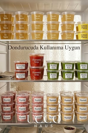 25 Adet 120 ml Sızdırmaz Kapaklı Sosluk Buzluk Saklama Kabı, Et Suyu, Kemik Suyu Mutfak Organizeri