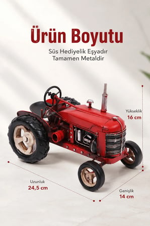 Dekoratif Metal Traktör Biblo Eskitme Hediyelik Maket 0604E-172