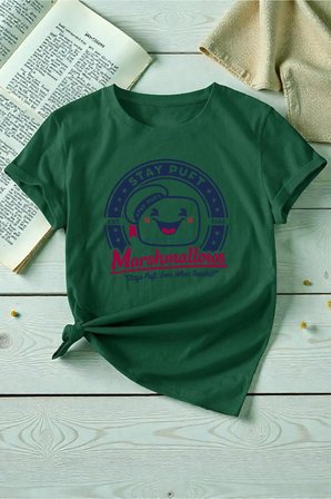 Unisex Sevimli Marshmallows Baskılı Tasarım Tshirt