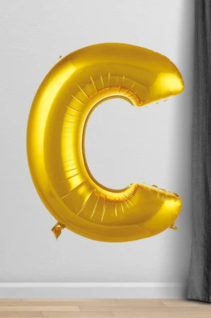 C Harfi Folyo Balon Gold 100 cm 40 inç 1 Metre Altın