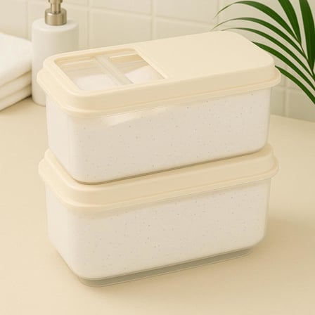 2'li Set 7,5 Lt Mega Banyo Düzenleyici Kayar Kapaklı Etiketli Toz Tablet Deterjan Saklama Kutusu