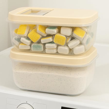 2'li Set 7,5 Lt Mega Banyo Düzenleyici Kayar Kapaklı Etiketli Toz Tablet Deterjan Saklama Kutusu
