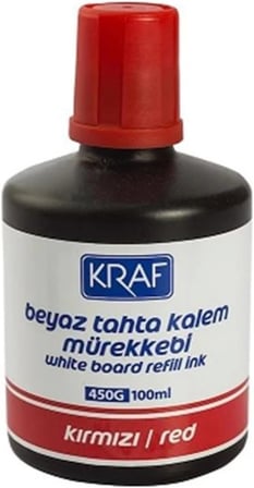 KRAF Beyaz Tahta Kalem Mürekkebi, 100ml, Kırmızı
