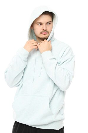 defy's Erkek Oversize Kapüşonlu Sweatshirt Mavi Melanj