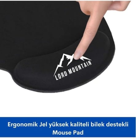 Lord Mountain Ergonomik Mouse Pad Bilek Destekli – Yumuşak Dolgulu Kaymaz Siyah Mousepad