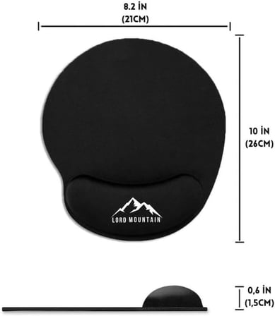 Lord Mountain Ergonomik Mouse Pad Bilek Destekli – Yumuşak Dolgulu Kaymaz Siyah Mousepad