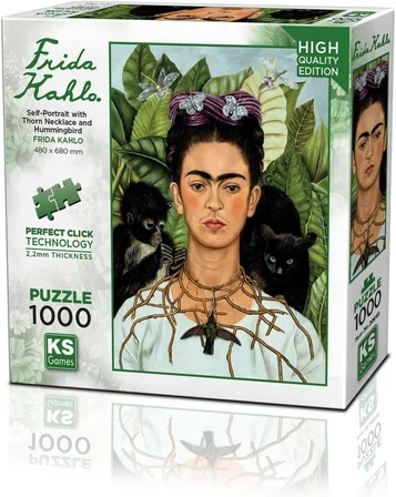 20665 Diken Kolye ve Sinek Kuşlu Kendi Portresi Frida Kahlo 1000 Parça Puzzle