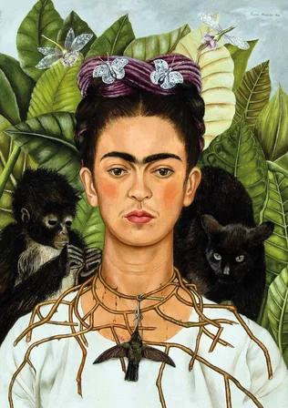 20665 Diken Kolye ve Sinek Kuşlu Kendi Portresi Frida Kahlo 1000 Parça Puzzle