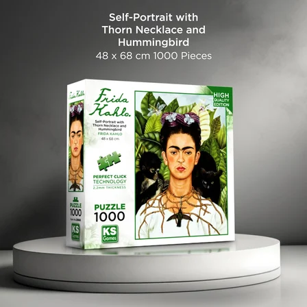 20665 Diken Kolye ve Sinek Kuşlu Kendi Portresi Frida Kahlo 1000 Parça Puzzle