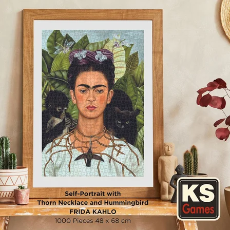 20665 Diken Kolye ve Sinek Kuşlu Kendi Portresi Frida Kahlo 1000 Parça Puzzle