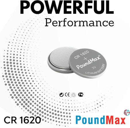 PoundMax 5 adet 1620 (CR1620,DL1620) 3V düğme pil