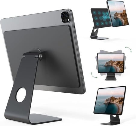 İpad Air 11 İnç M2 2024 ile Uyumlu Ayarlanabilir Manyetik İpad Standı 360° Dönebilen Alüminyum Tutucu