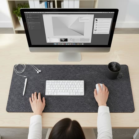 Keçe Bilgisayar Mouse Pedi 100x44 cm Antrasit Renk Çalışma Masası Düzenleyici 3 mm Kalınlık Masa Üstü Düzenleyici Mat