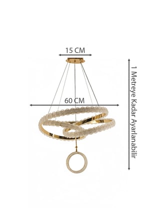 Modern Gold İç İçe Geçmeli Kristal Seri 3 Renk Şık Salon Led Avize