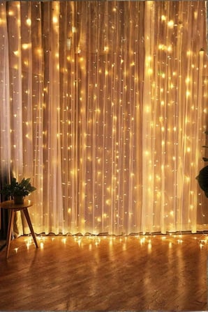 Kumandalı 8 Ayrı Moda Sahip 3mx3m (300 Cm X 300 Cm) Perde Led 10 Saçaklı Gün Işığı