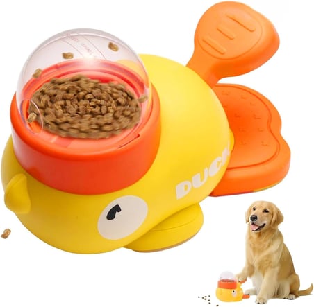 Ördek Mama Dağıtıcı Zeka Oyuncağı – Yavaş Besleyici Puzzle Pet Toy, Etkileşimli Kedi ve Köpek Oyuncağı, Kaymaz Tabanlı, Dayanıklı ABS Malzeme, Mama/Ödül Dağıtıcı Eğitici Oyuncak