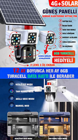 OKAM 3030 - GÜNEŞ PANELLİ | SIM KARTLI |  8GB DATA HATTI  | 128GB SD KART | 6MP | 2 LENS 3 EKRAN | 2
