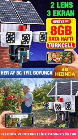 OKAM 3030 - GÜNEŞ PANELLİ | SIM KARTLI |  8GB DATA HATTI  | 128GB SD KART | 6MP | 2 LENS 3 EKRAN | 2