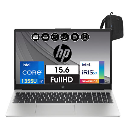 Hp 250 G10 Intel Core I7-1355U 8gb 256GB SSD 15.6" W11PRO Fhd Taşınabilir Bilgisayar 99G1E6ETW01+ZETTAÇANTA