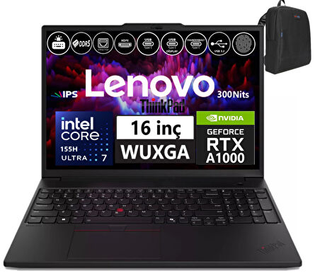 Lenovo Thinkpad Mws P16V V2 Intel Ultra-7 155H 32GB 5600MHZ 4tb+4tb SSD SSD Nvıdıa 6GB/RTX1000ADA W11PRO Workstation Bilgisayar WS21KX003BTXA04+ZETTAÇANTA