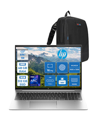 Hp Elitebook 860 G11 Wolfpro Intel ULTRA7-155H 48GB Ddr5 512GB SSD 16'' Wuxga Freedos Dizüstü Bilgisayar 9970P1ET17+ZETTAÇANTA